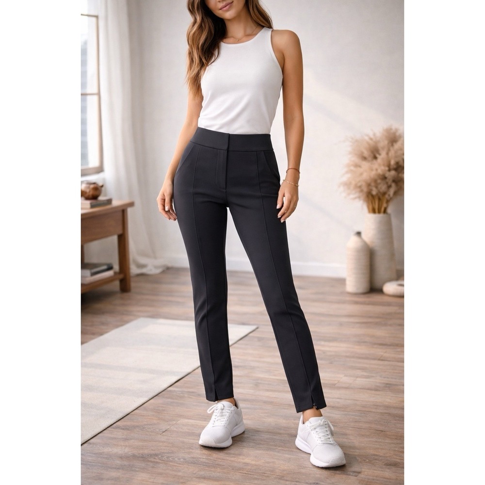 Athleta Black Skinny Dress Pants Women's 2 Sleek Comfort Stretch Zip Side SEE
